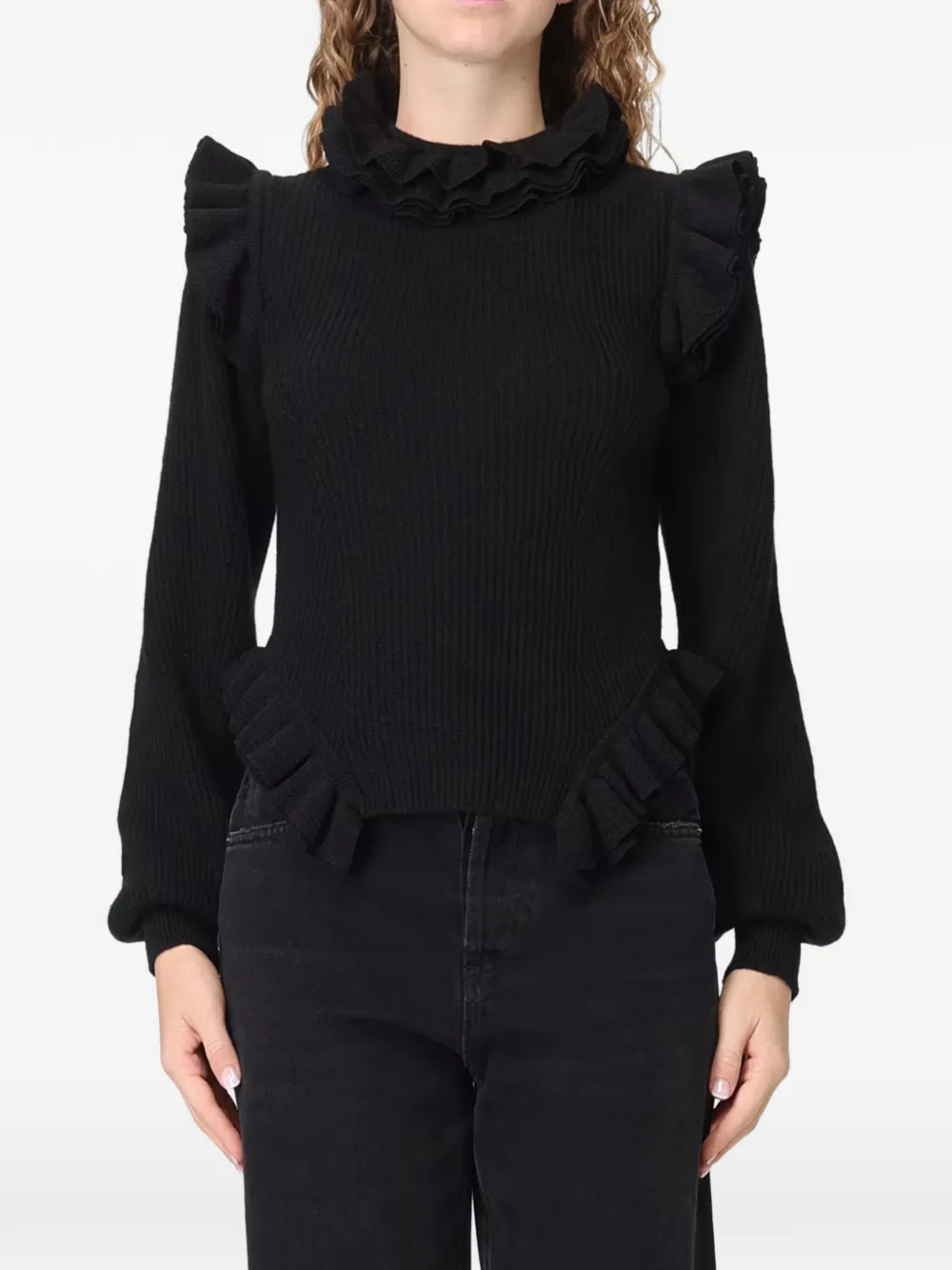 TWINSET ruffled-trim sweater - Schwarz