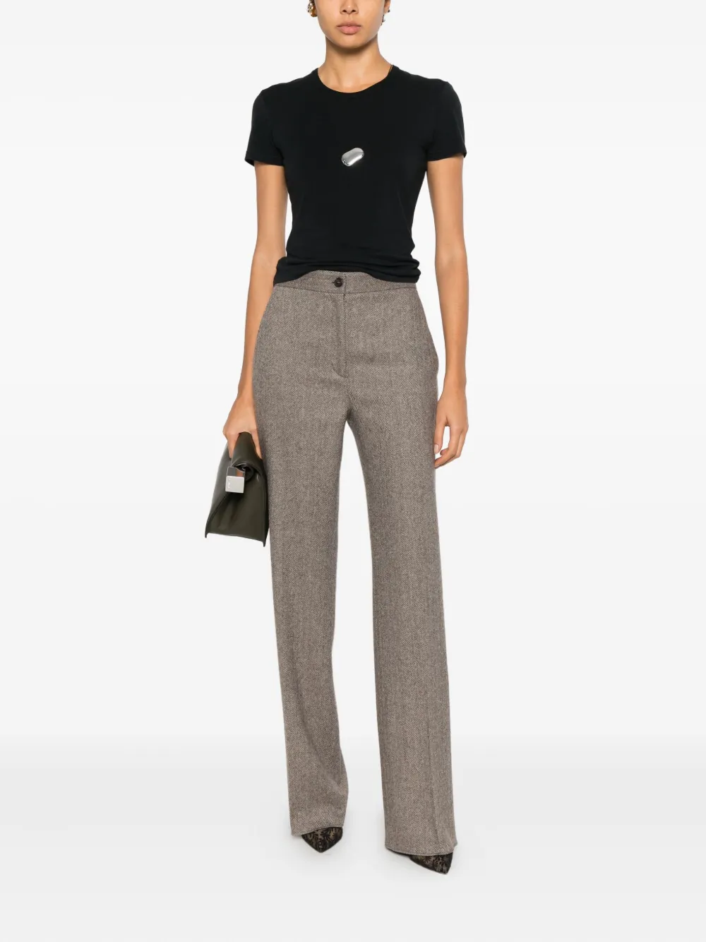 Antonelli Torcetti broek met visgraatpatroon - Bruin