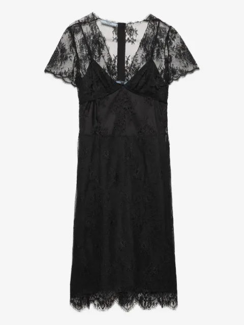 Prada scalloped lace midi dress