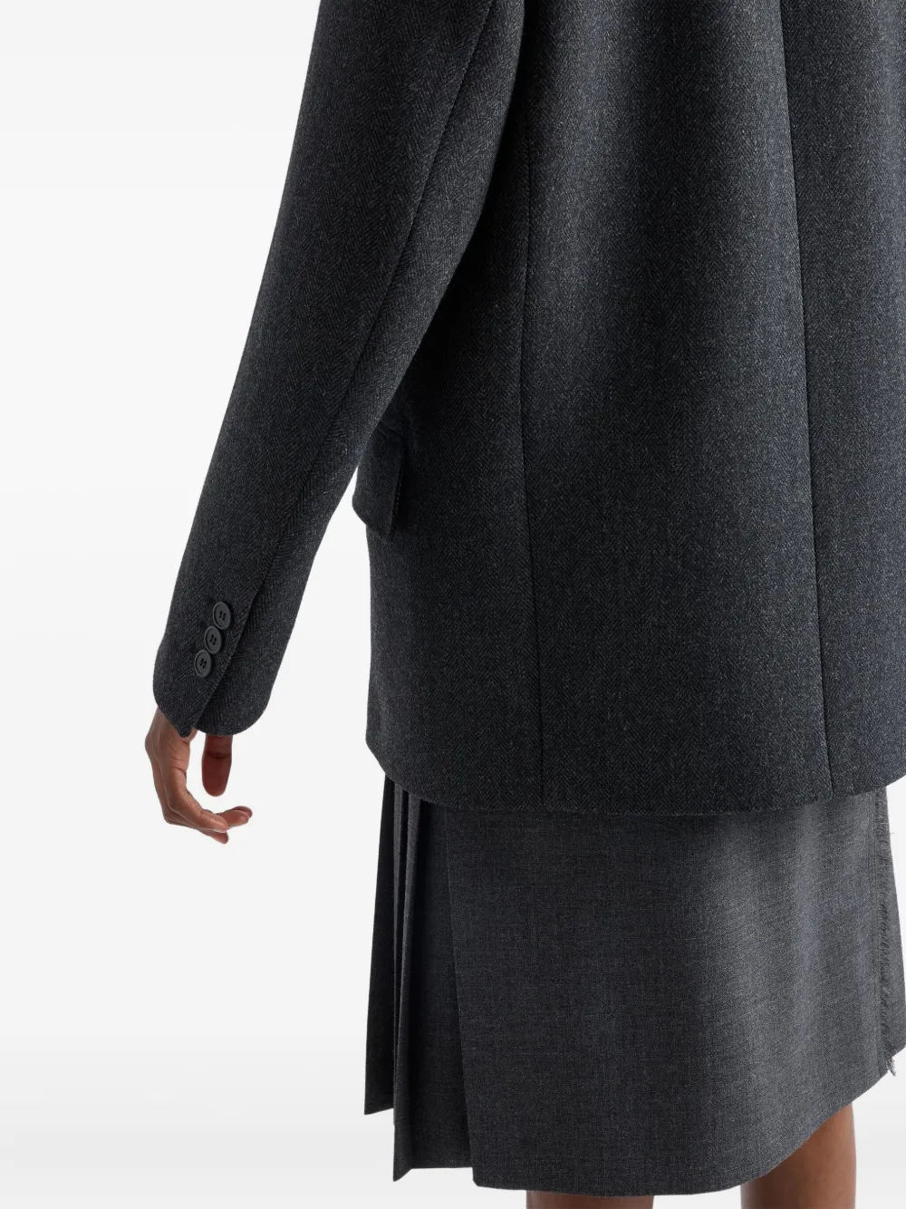 Prada Single-breasted Chevron Caban Jacket In Brown