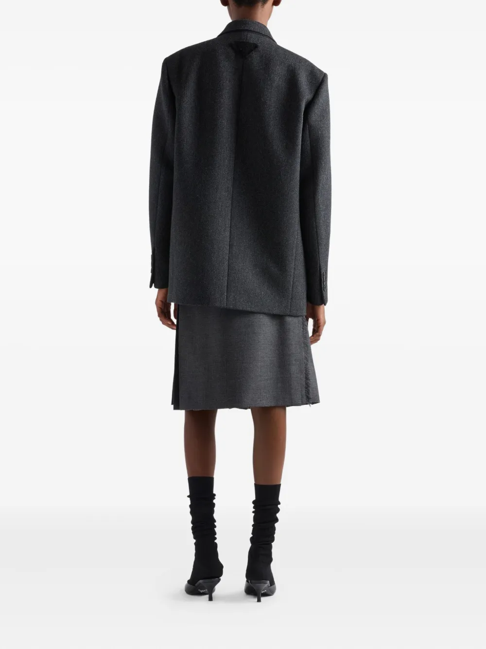 Prada Single-breasted Chevron Caban Jacket In Brown