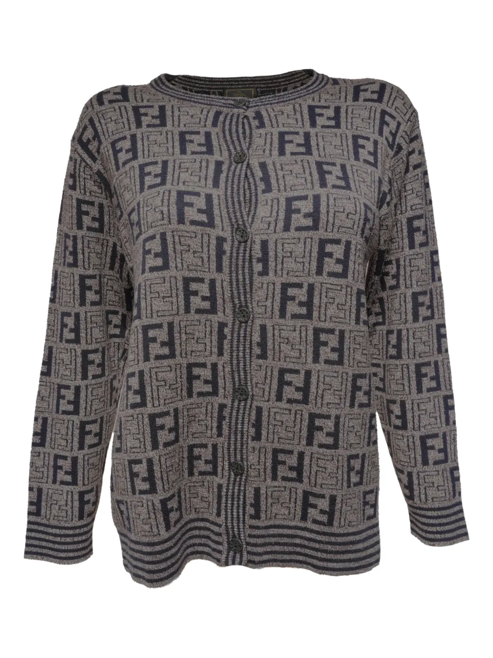 Pre-owned Fendi 1970-1990 Zucca Cardigan In Gray