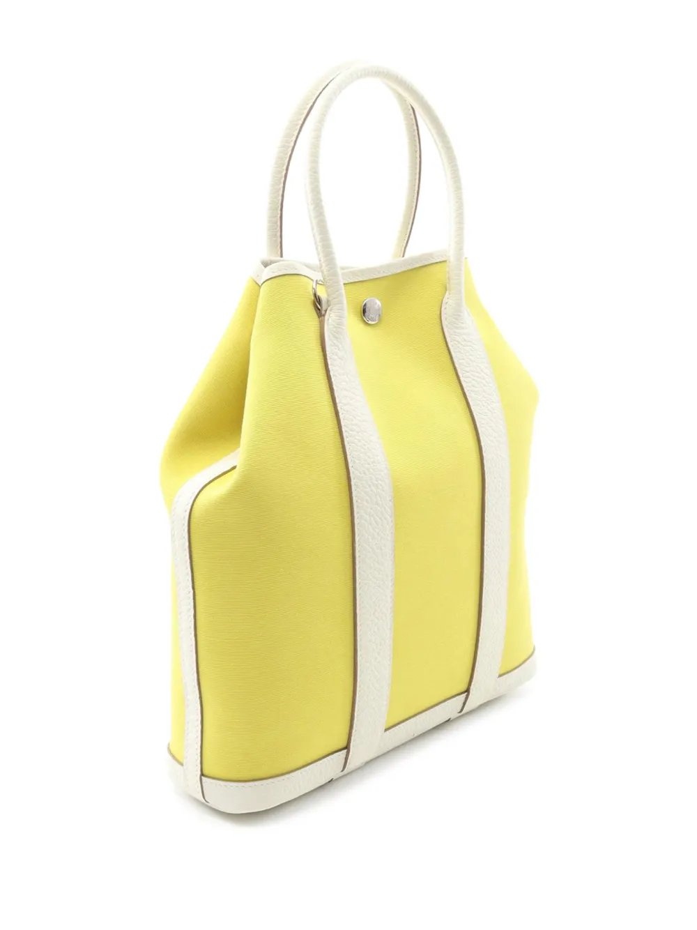 Pre-owned Hermes 2020 Toile And Negonda Garden File 28 Tote Bag In Yellow