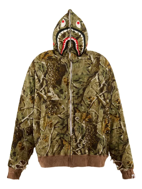SAINT MXXXXXX x A Bathing Ape® shark-print Hoodie | Green