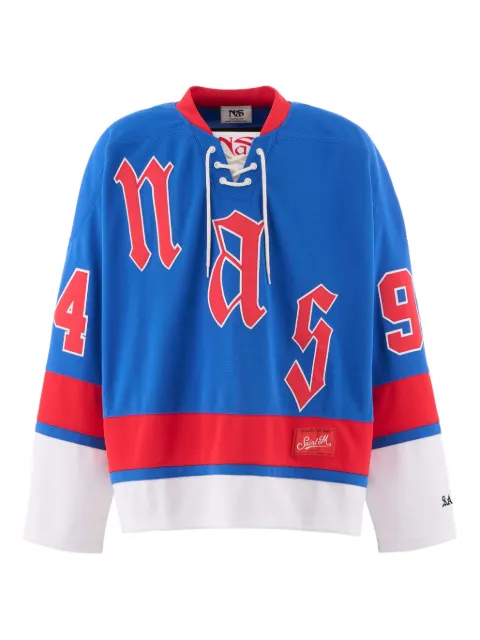 SAINT MXXXXXX x NaS logo-patch sweatshirt