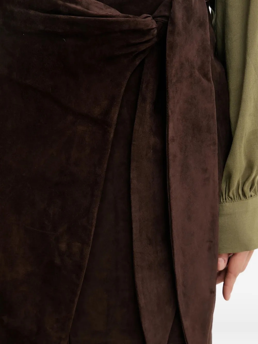 Never Fully Dressed Wrap Midi Skirt In Brown