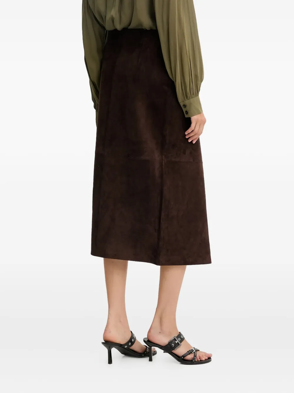 Never Fully Dressed Wrap Midi Skirt In Brown
