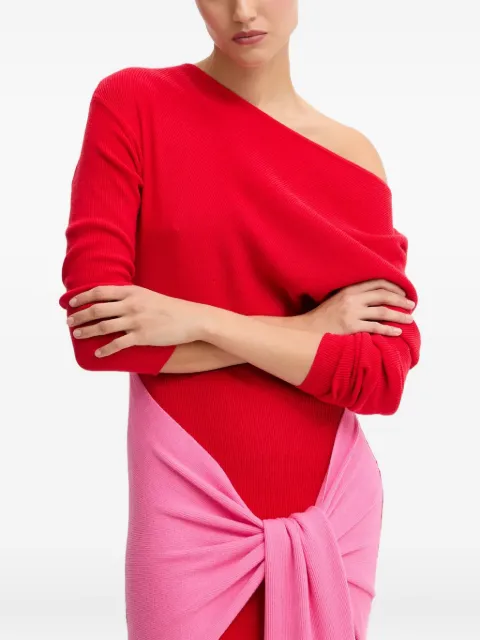 NEVER FULLY DRESSED vestido midi con hombro descubierto