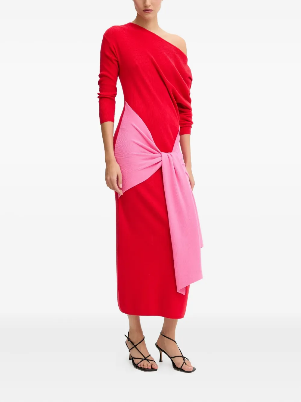 Never Fully Dressed One-shoulder Midi Dress In Red
