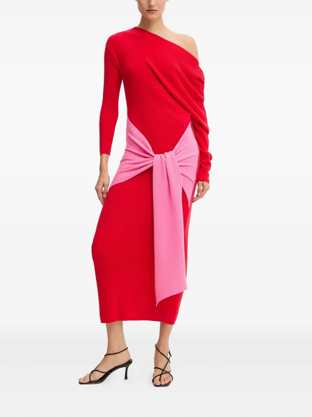 NEVER FULLY DRESSED one-shoulder midi dress - Rood