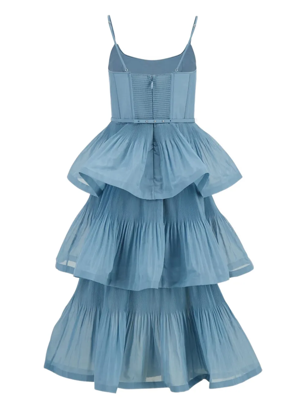ZIMMERMANN pleated tiered midi dress - Blauw