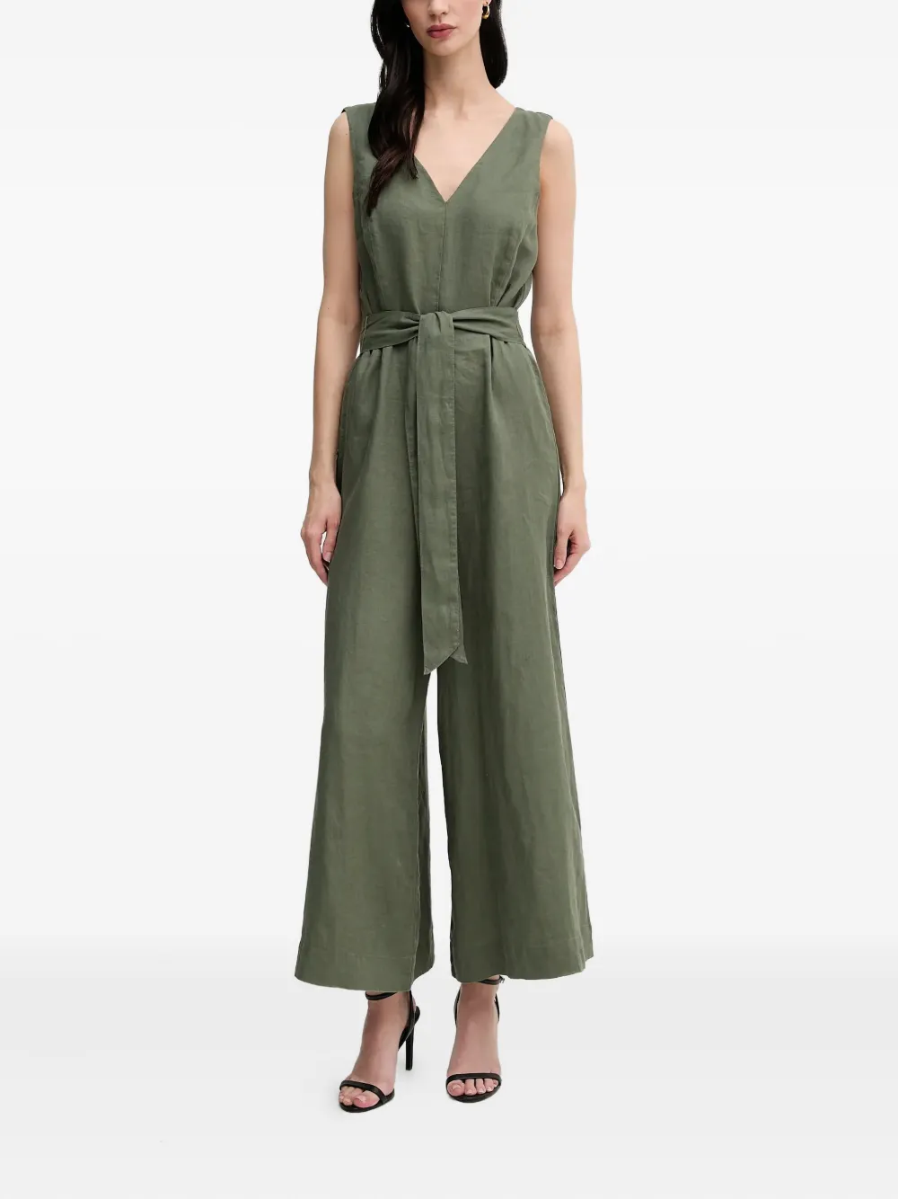 Benetton mono con cinturón y cuello en V | verde | Image 1