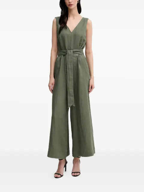 Benetton V-neck belted jumpsuit