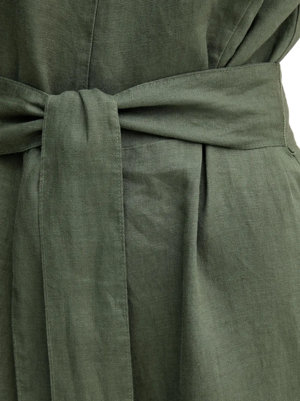 Benetton V-neck Belted Jumpsuit In Green