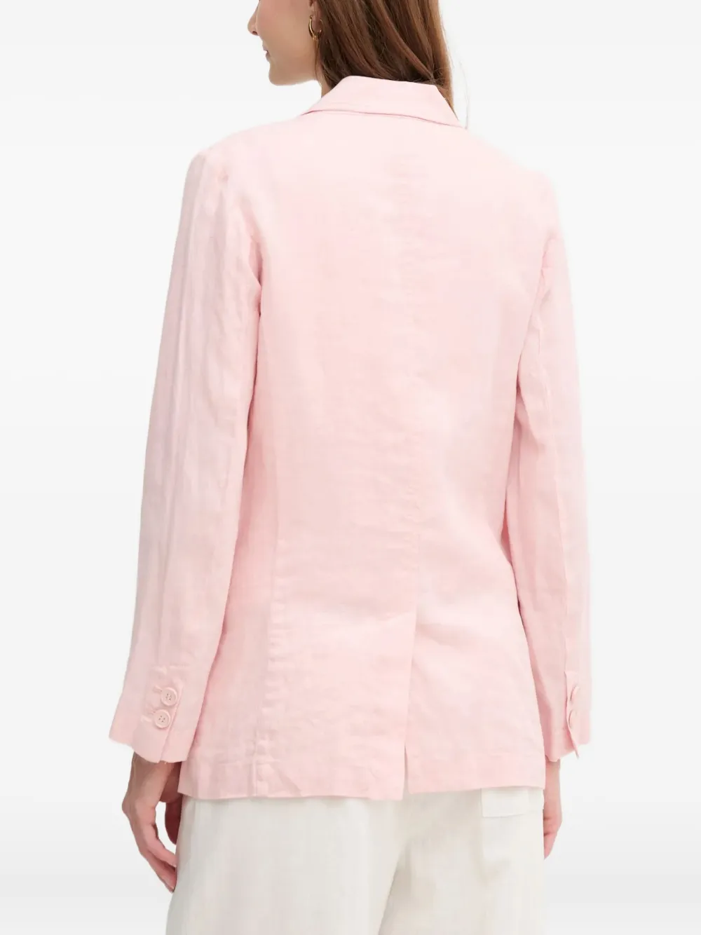  Benetton Notched Lapel Button Blazer - Pink 