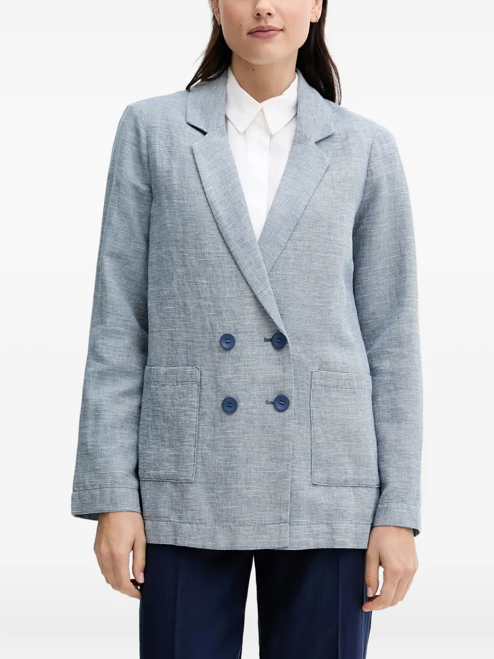 Benetton Double-breasted Blazer In Blue