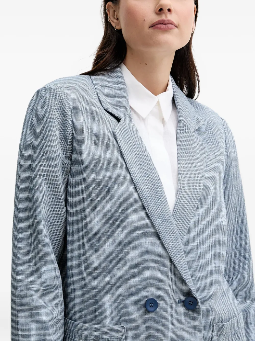 Benetton Double-breasted Blazer In Blue