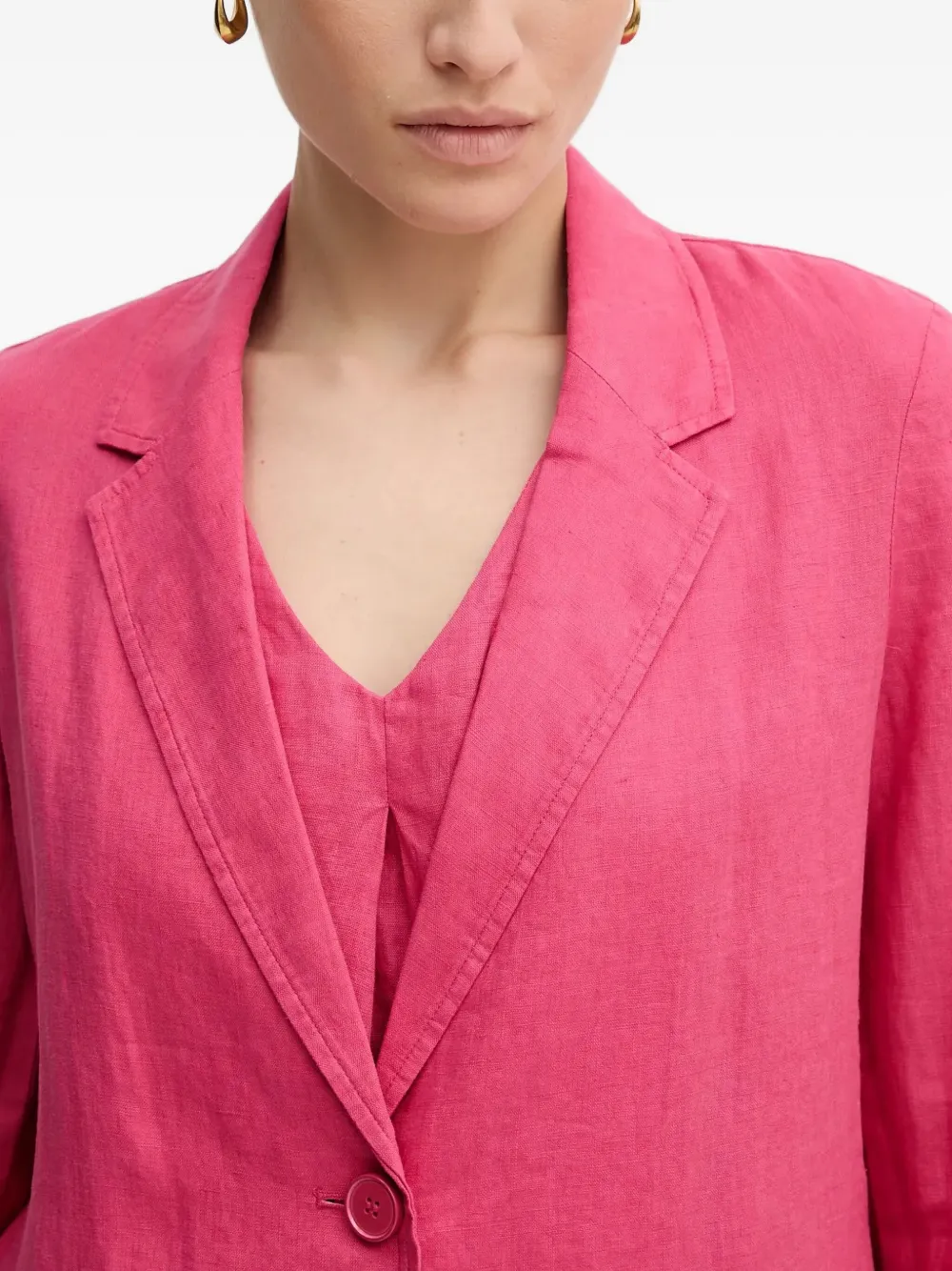 搭扣口袋亚麻西装夹克