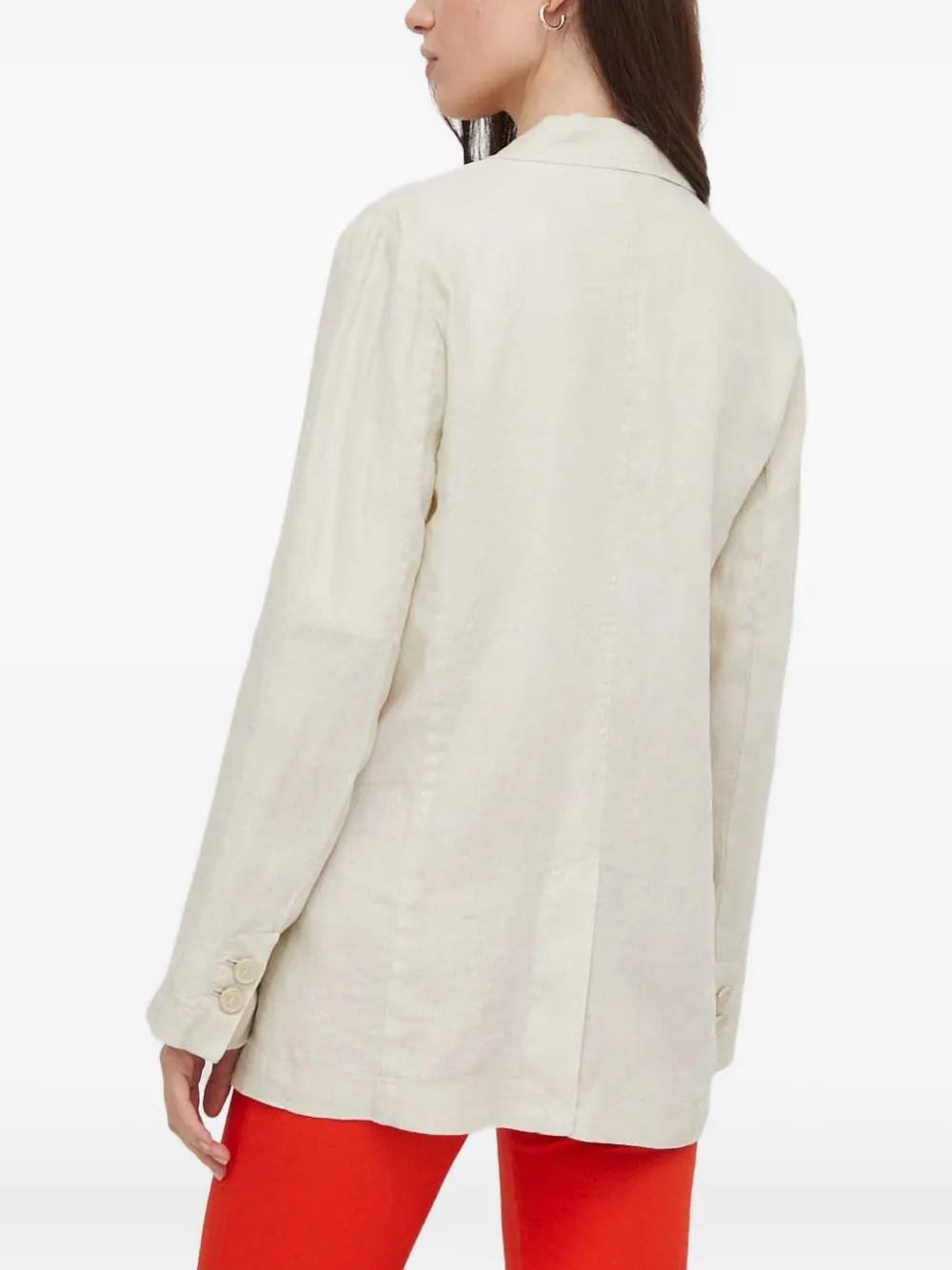 Benetton Button Pocket Linen Blazer In Neutral