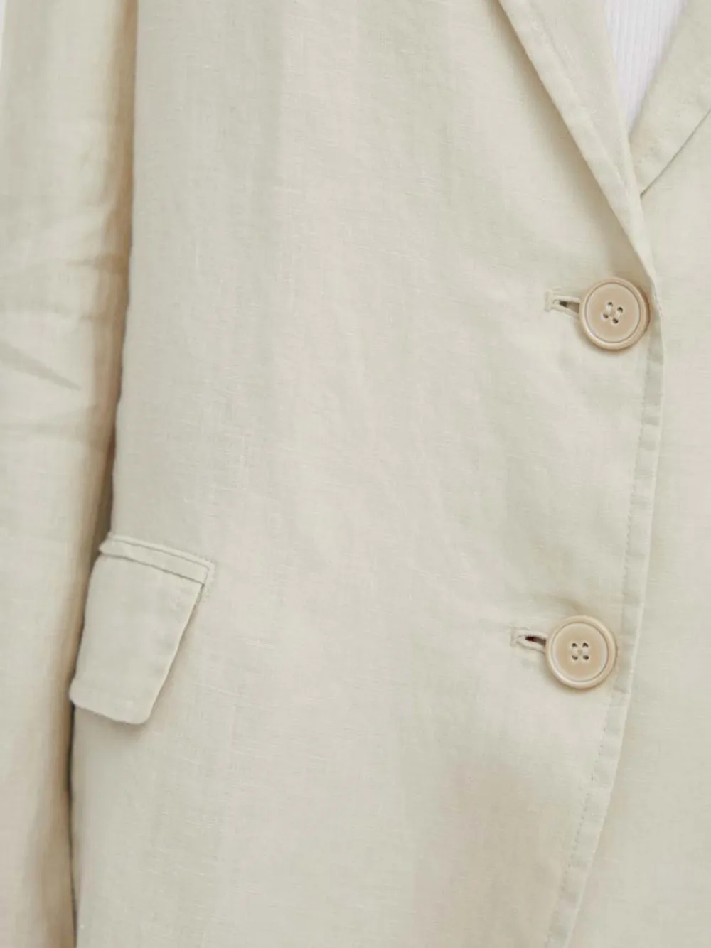 Benetton Button Pocket Linen Blazer In Neutral