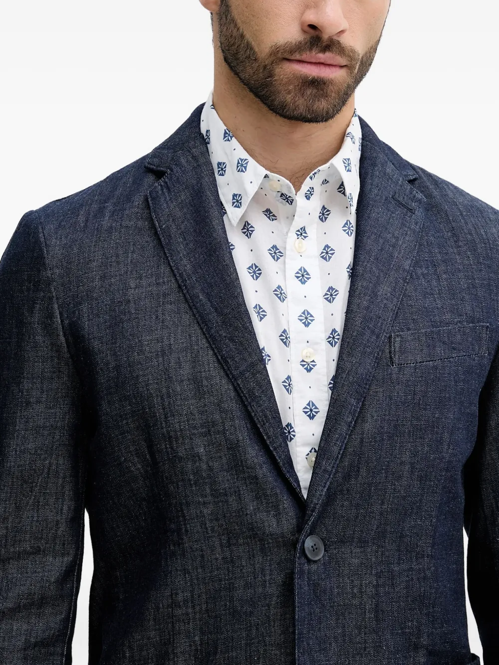 Benetton Chambray Blazer In Blue