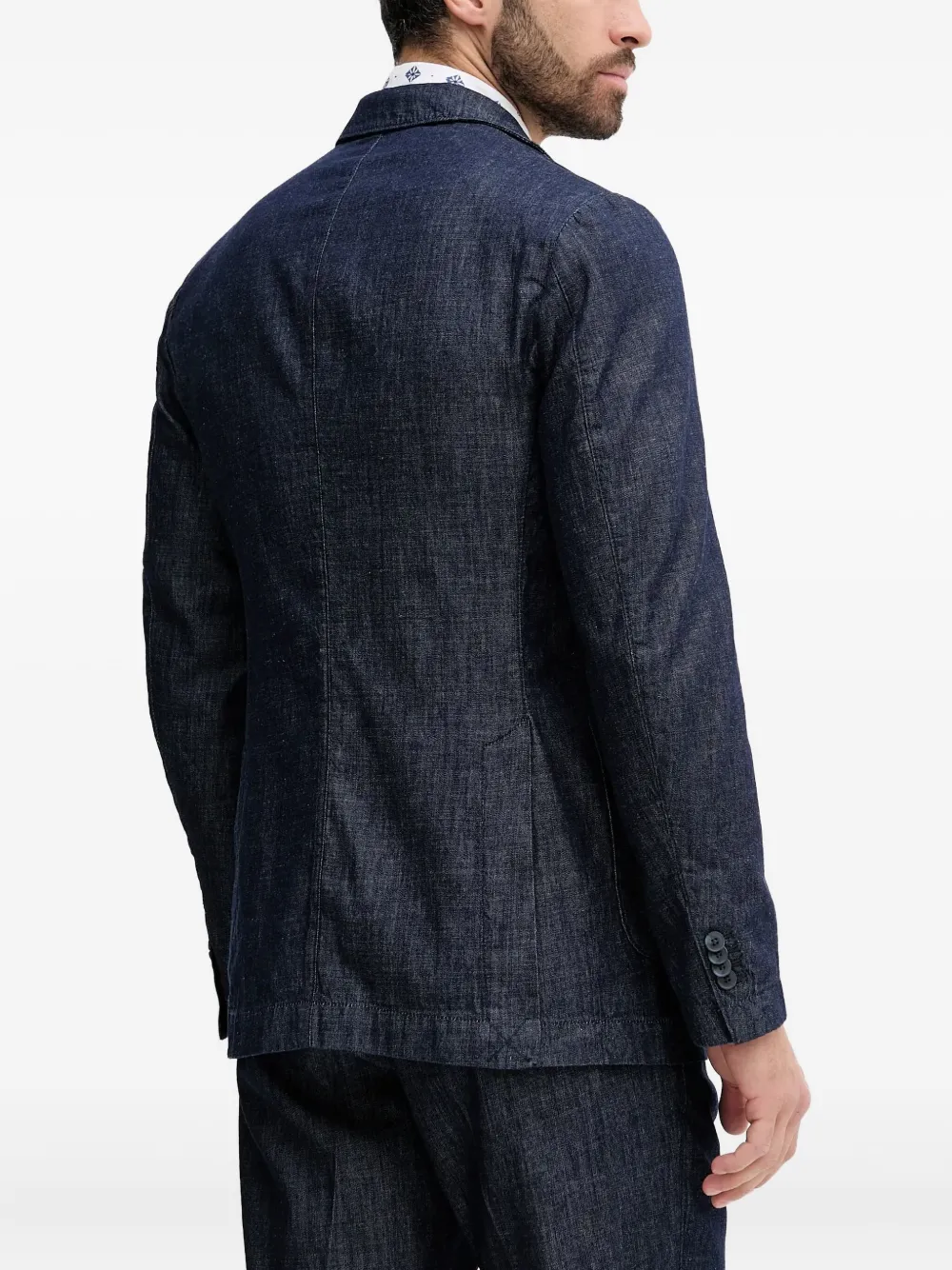 Benetton Chambray Blazer In Blue
