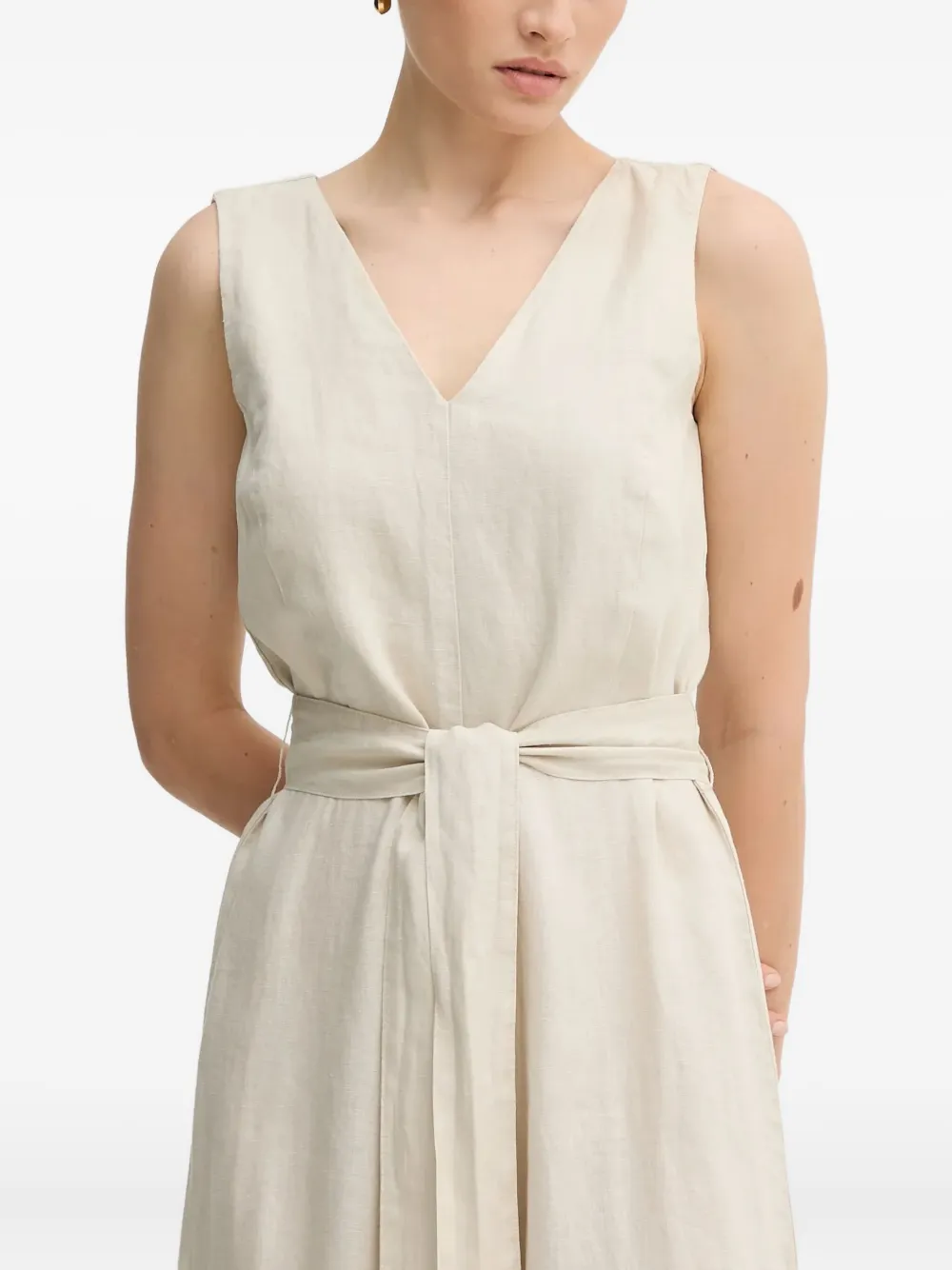 Benetton Tied-waist Sleeveless Jumpsuit In White