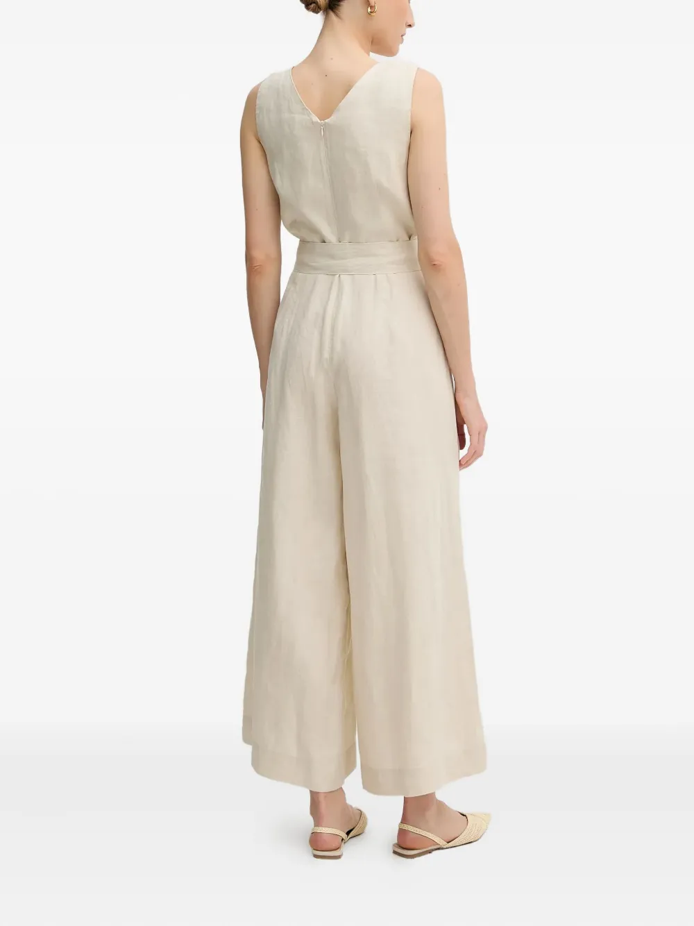 Benetton Tied-waist Sleeveless Jumpsuit In White