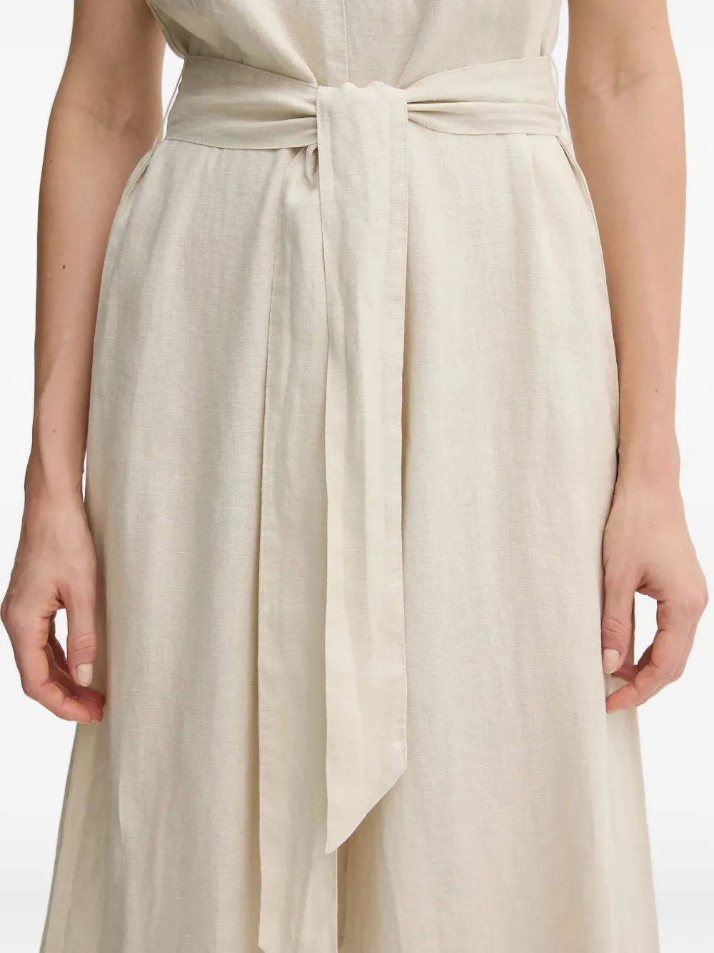 Benetton Tied-waist Sleeveless Jumpsuit In White