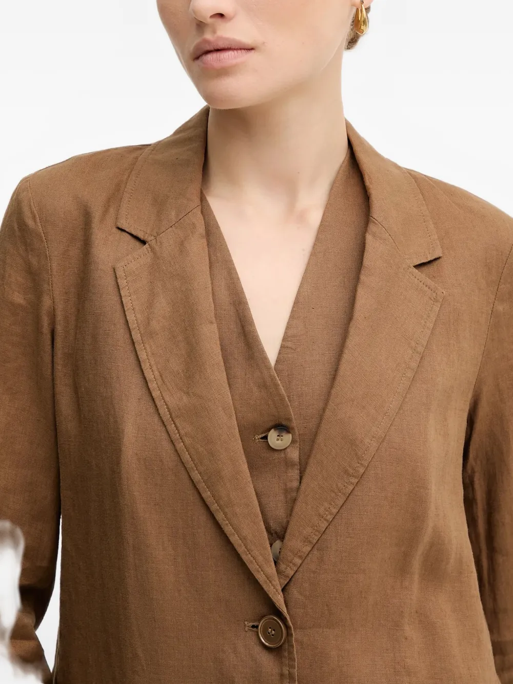 Benetton Notched Lapels Blazer In Brown