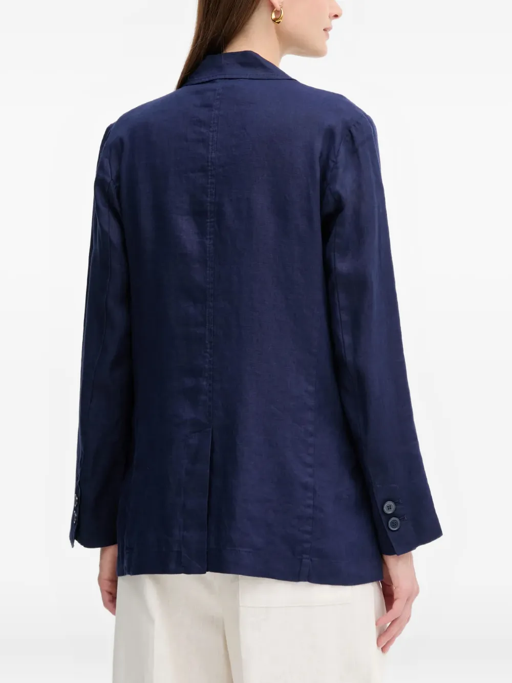 Benetton Linen Blazer In Blue