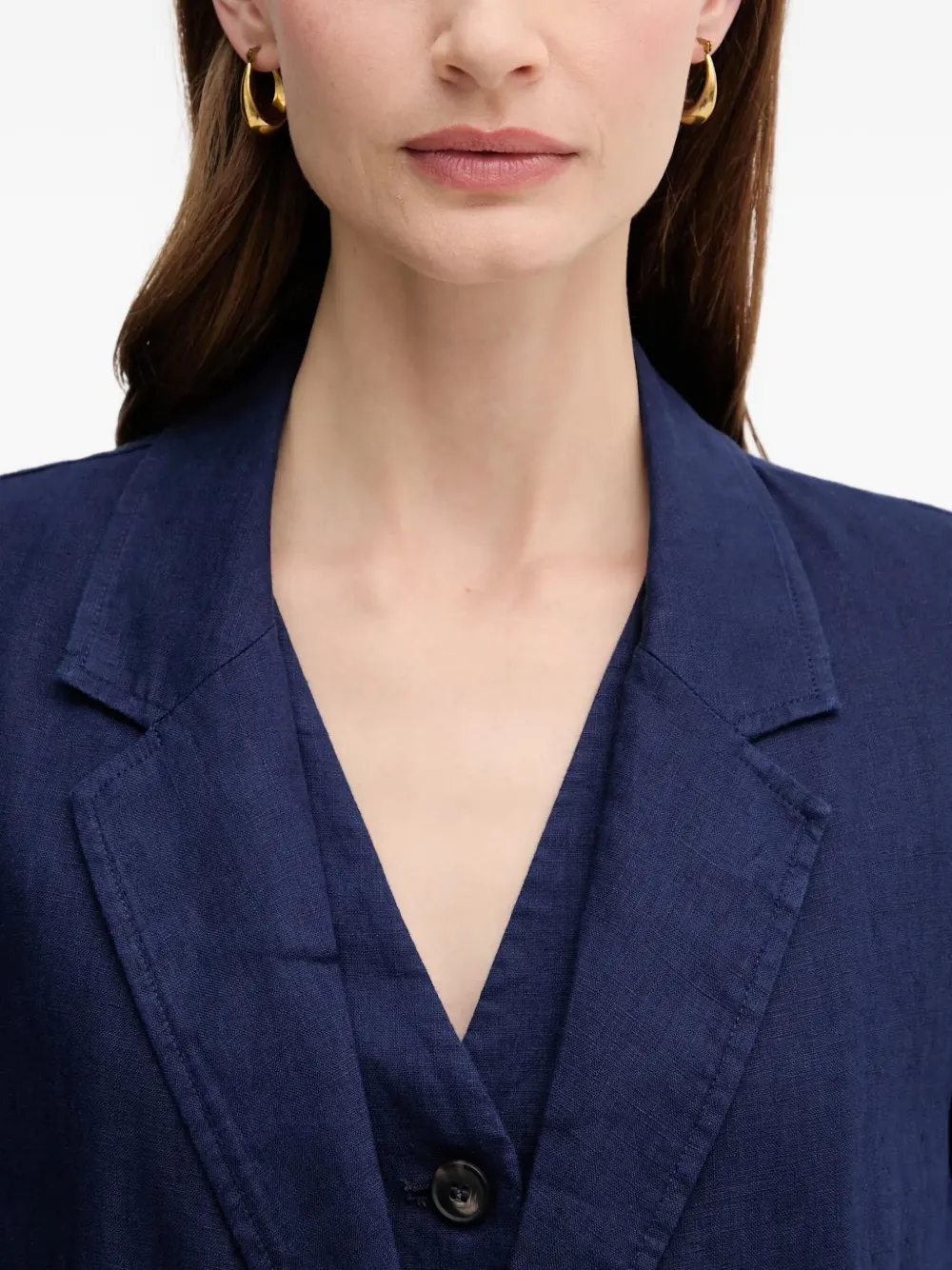 Benetton Linen Blazer In Blue