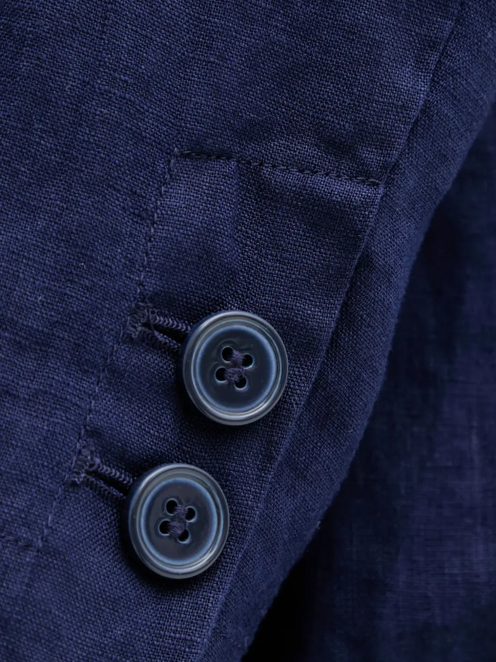 Benetton Linen Blazer In Blue