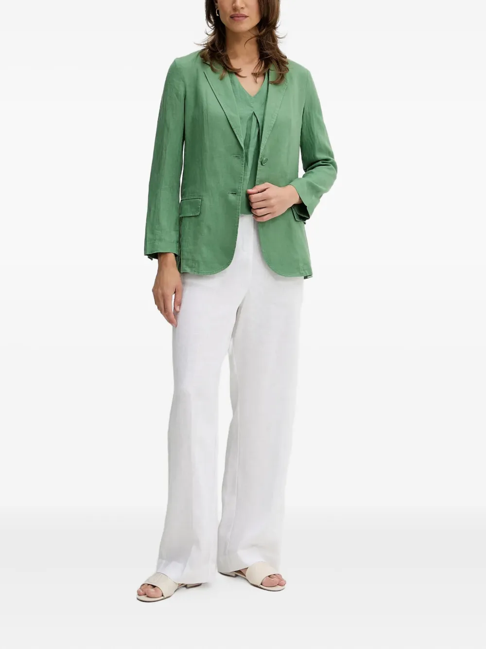 Benetton Linen Blazer In Green