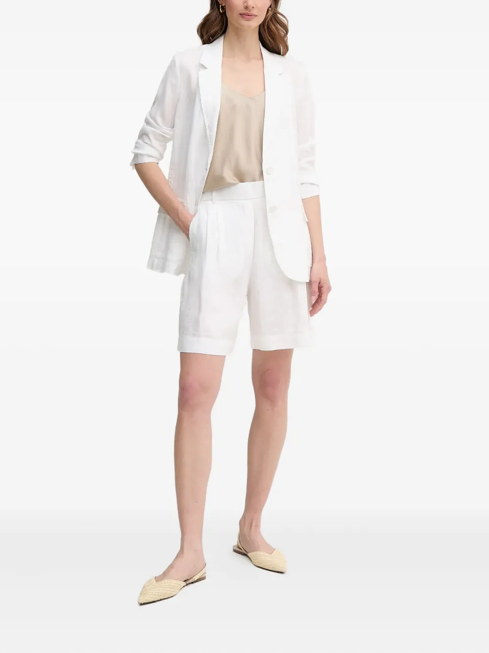 Benetton Linen Blazer In White