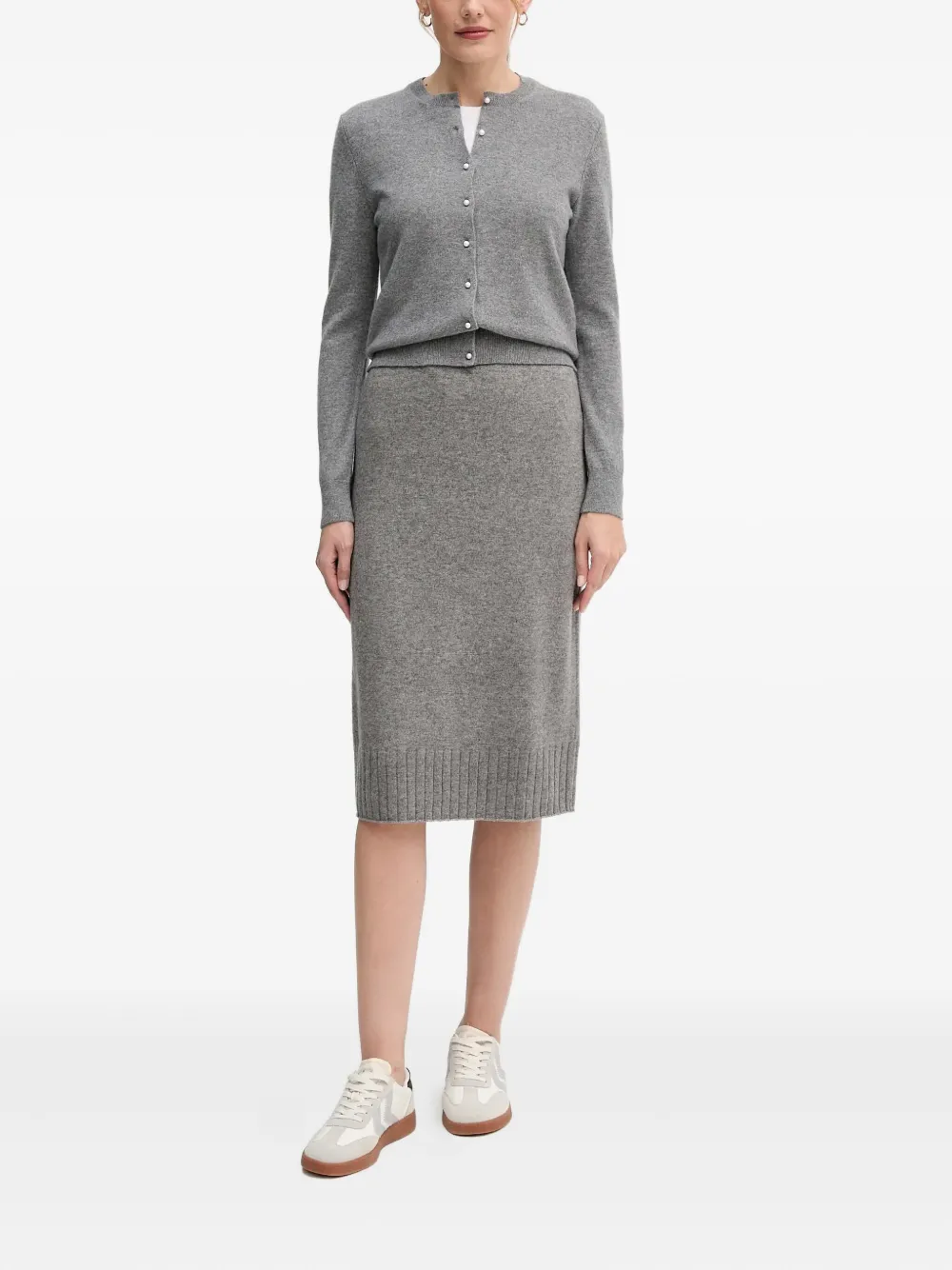 Benetton Button-up Cardigan In Gray