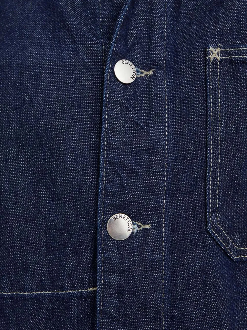 Benetton Denim Jacket In Blue