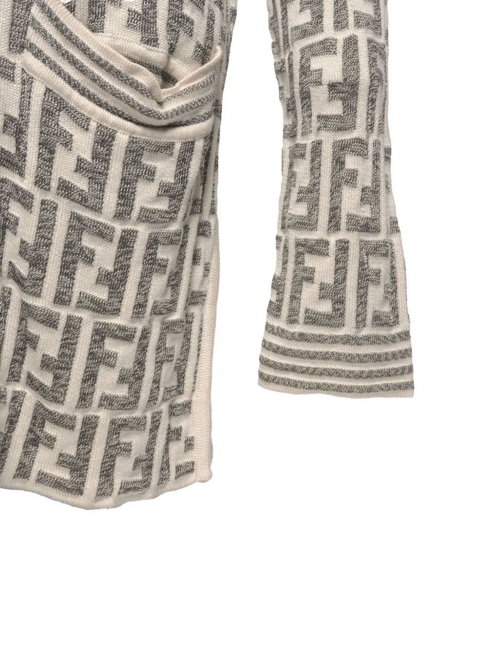 Pre-owned Fendi 1970-1990 Zucca Buttoned Cardigan In Neutral