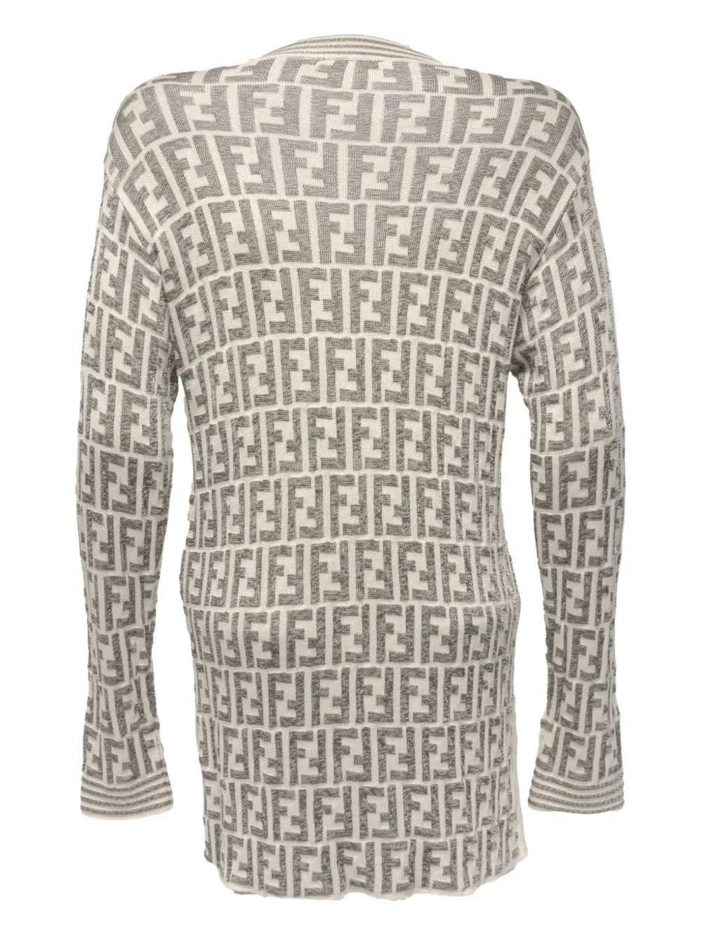 Pre-owned Fendi 1970-1990 Zucca Buttoned Cardigan In Neutral