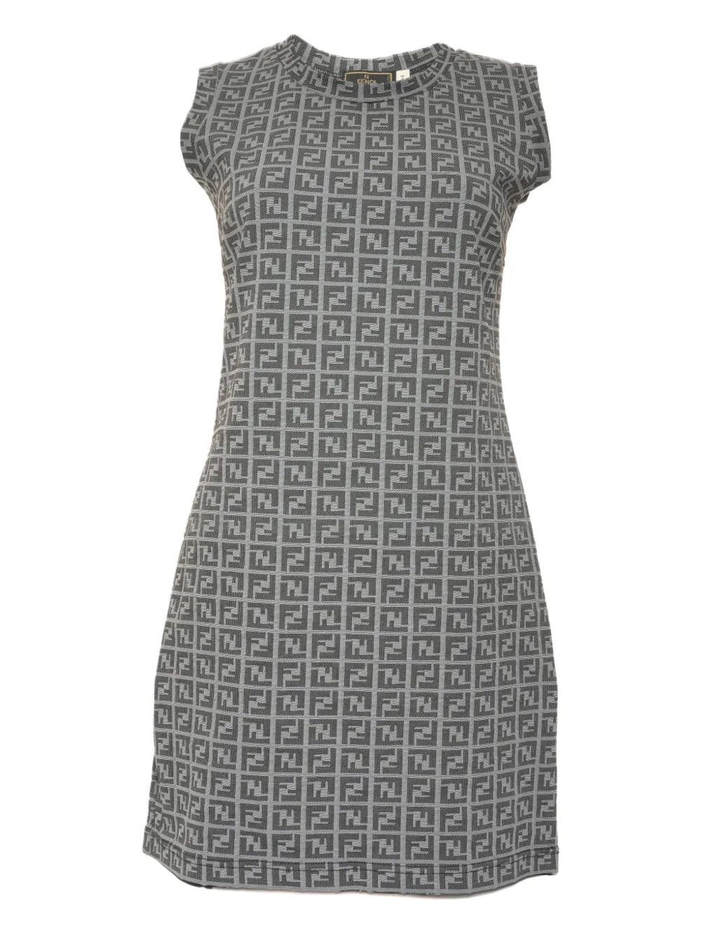 Pre-owned Fendi 1980-1990 Zucchino Sleeveless Dress In Gray