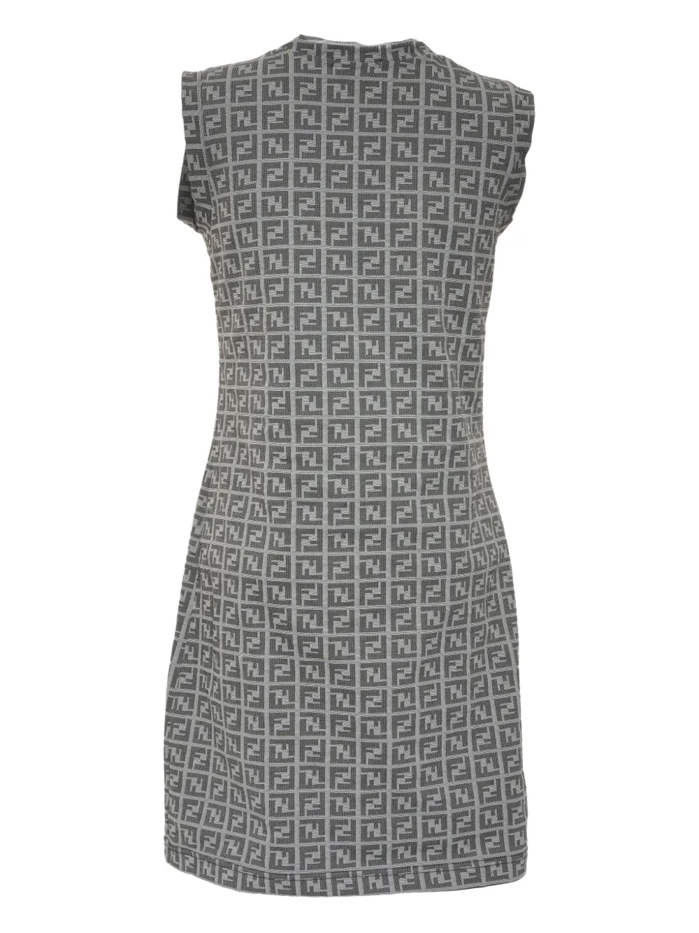 Pre-owned Fendi 1980-1990 Zucchino Sleeveless Dress In Gray