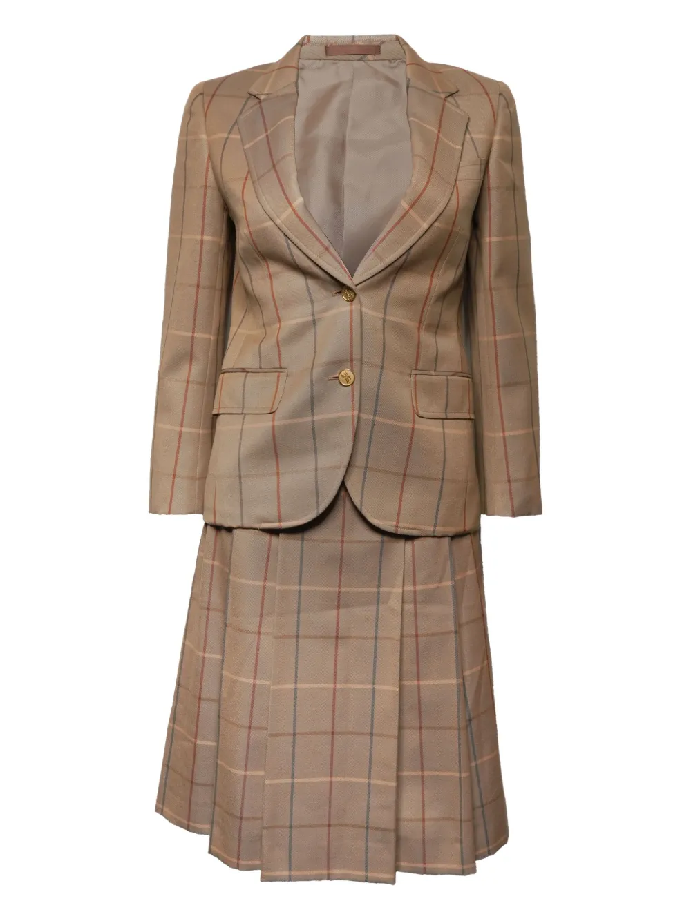 Burberry Pre-Owned 1970-1990 checked pleated skirt suit | Brown | Image 1