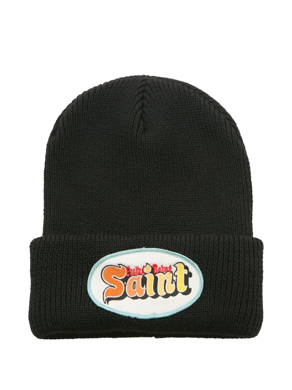Saint Mxxxxxx Logo-patch Beanie Hat In Black