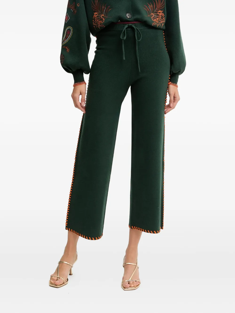 NEVER FULLY DRESSED stitch-detail trousers | Green | Image 1