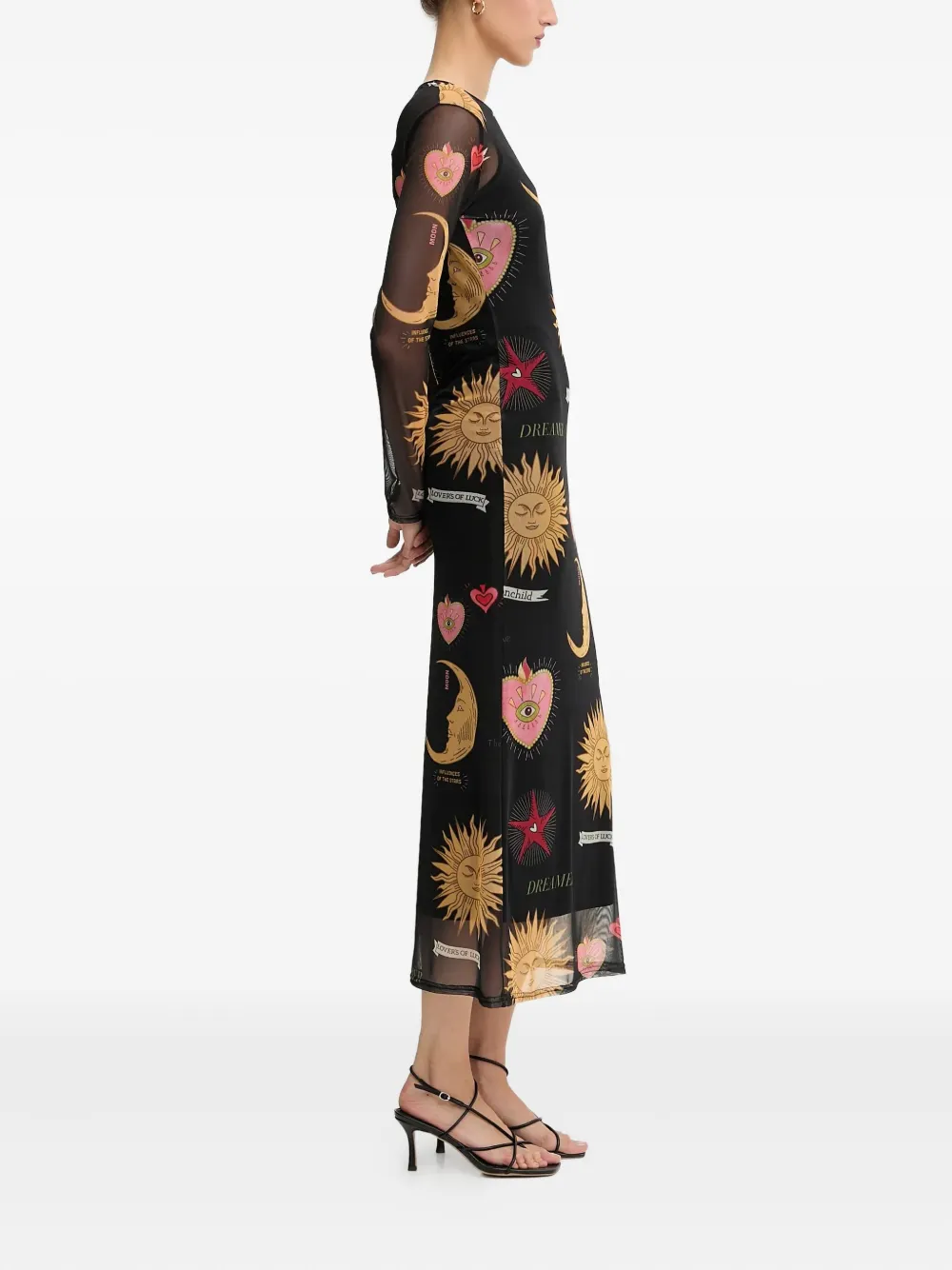 NEVER FULLY DRESSED Midi-jurk met lange mouwen Zwart