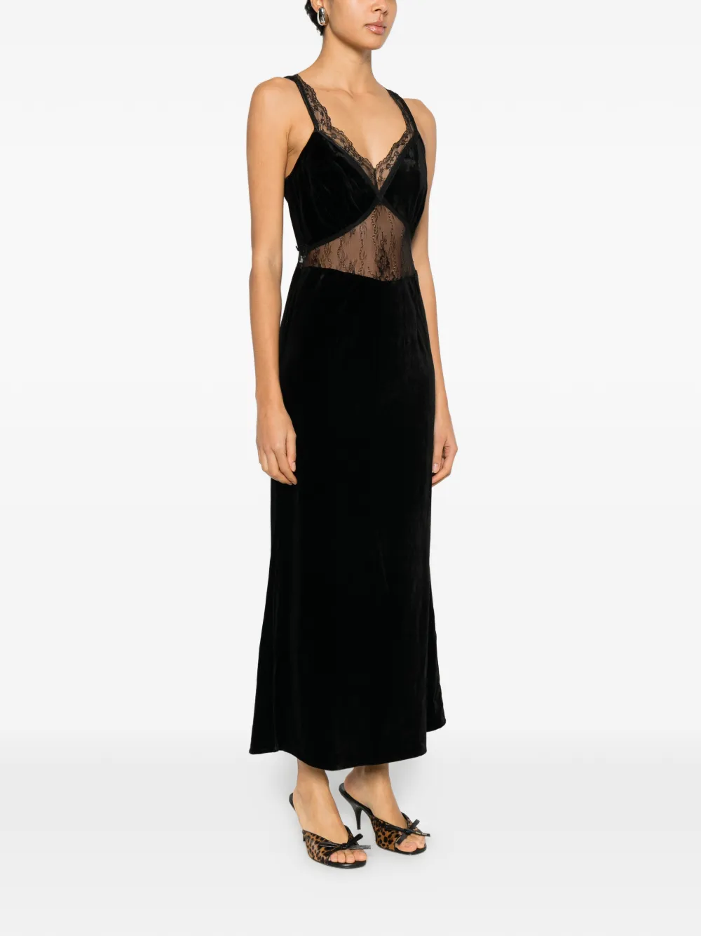  Never Fully Dressed Lace-panel Midi Dress - Black 