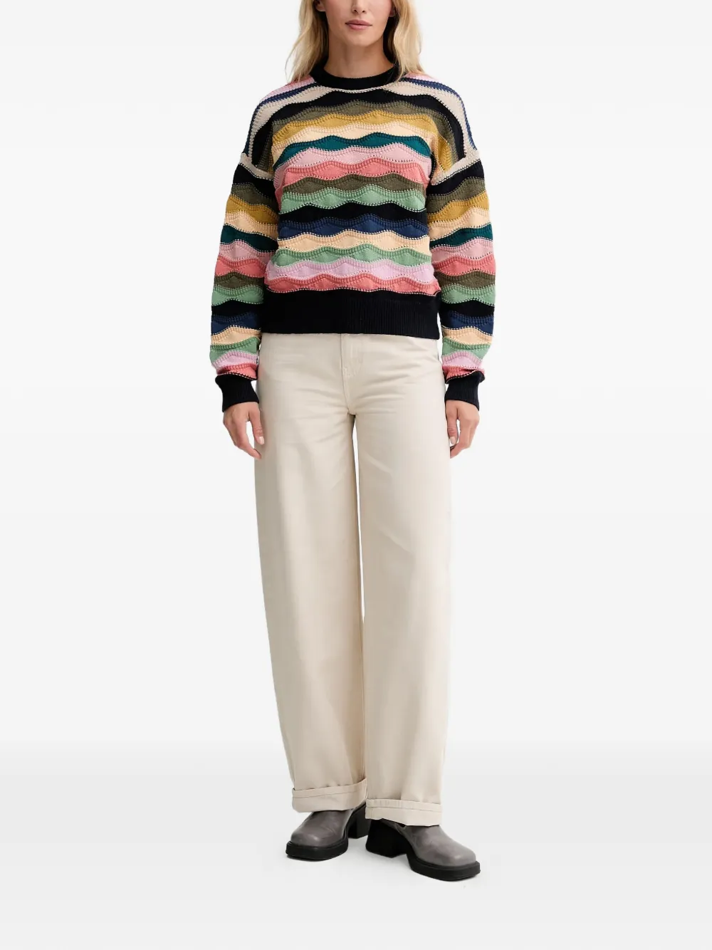  Ps Paul Smith Striped Wave Sweater - Black 