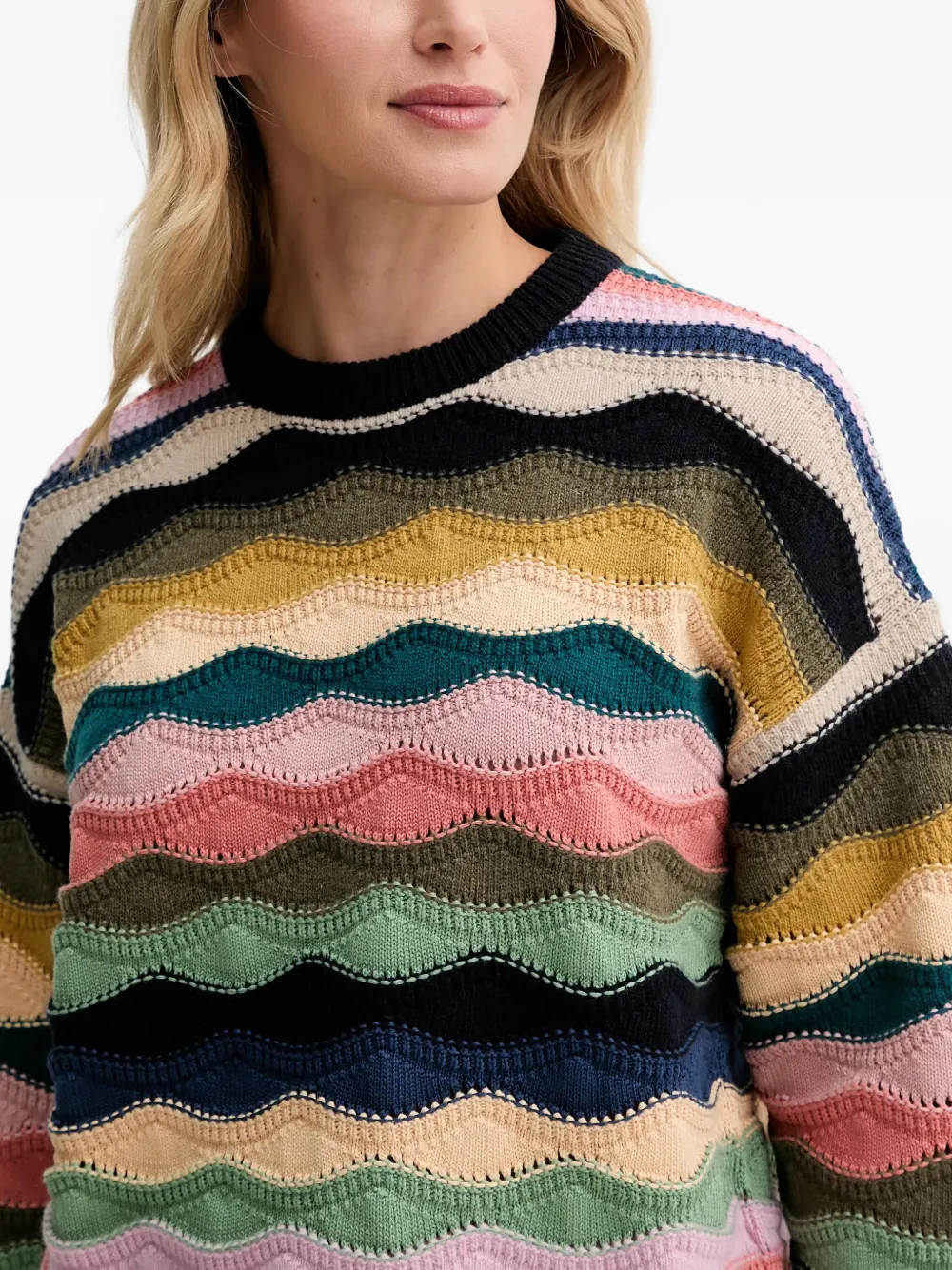  Ps Paul Smith Striped Wave Sweater - Black 