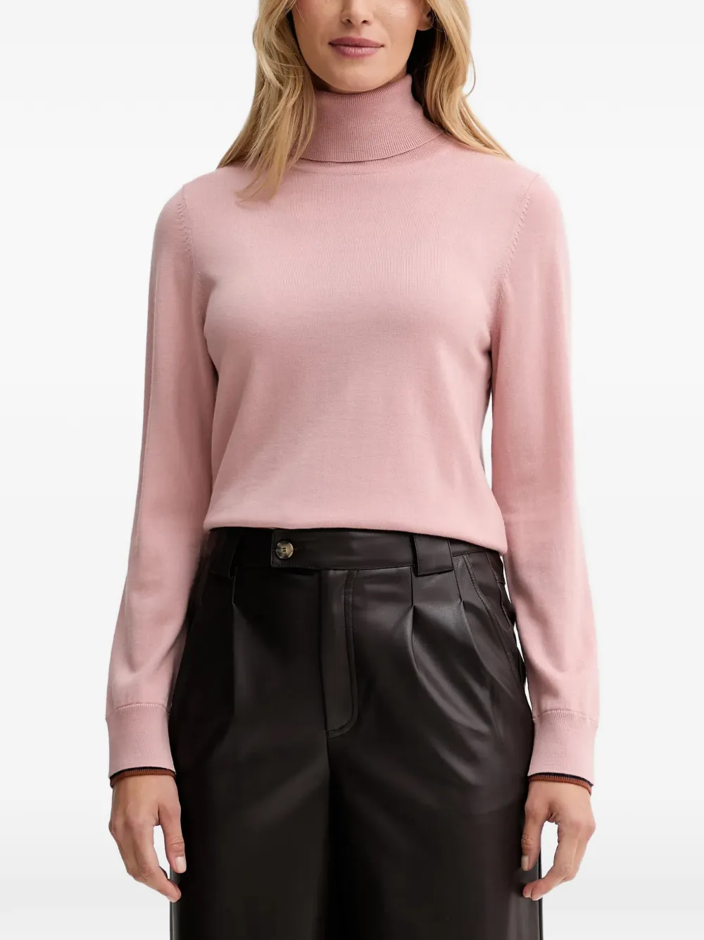 PS Paul Smith turtleneck striped-trim sweater - Rosa