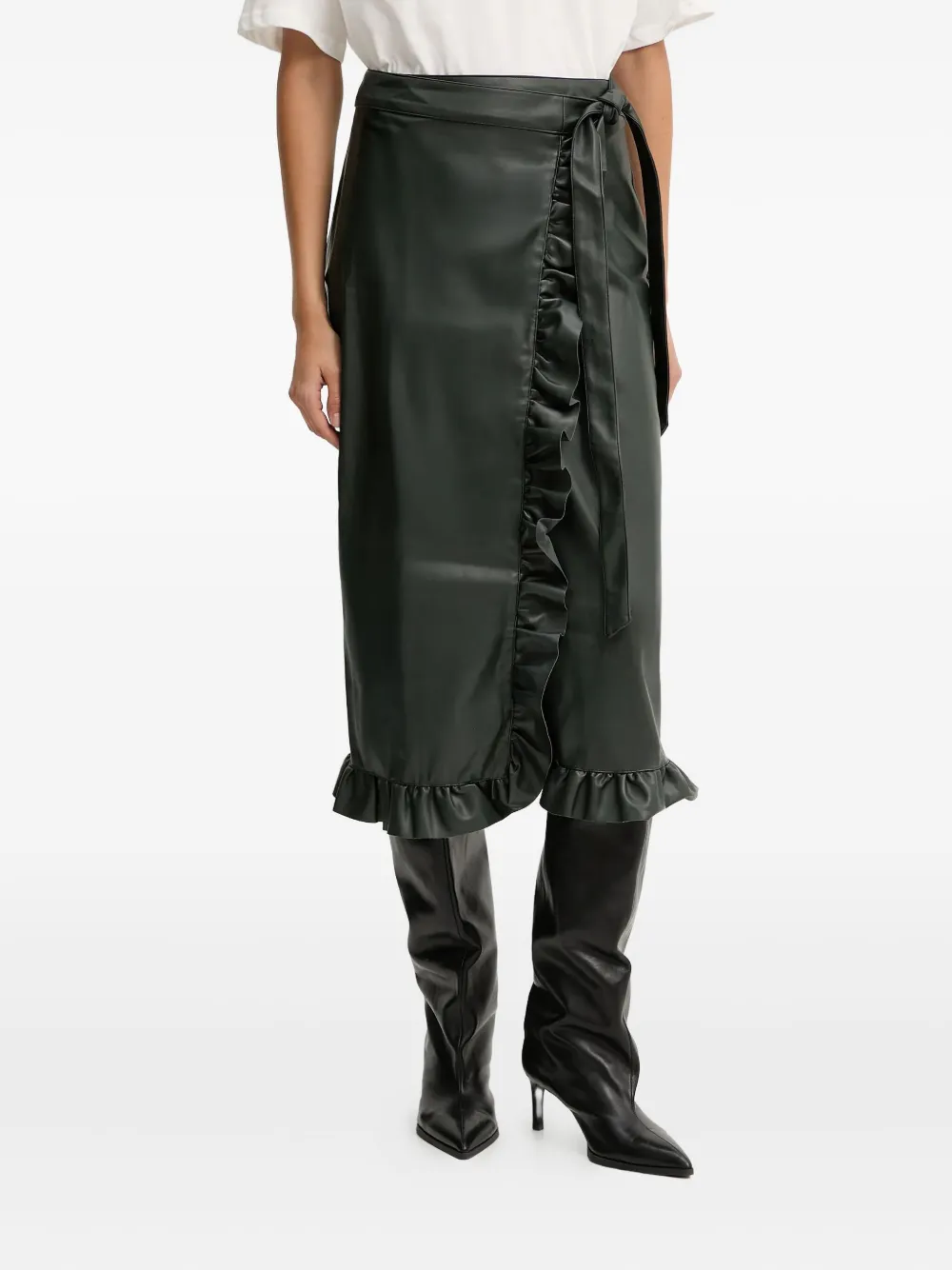 NEVER FULLY DRESSED ruffled wrap midi skirt | Grün | Image 1